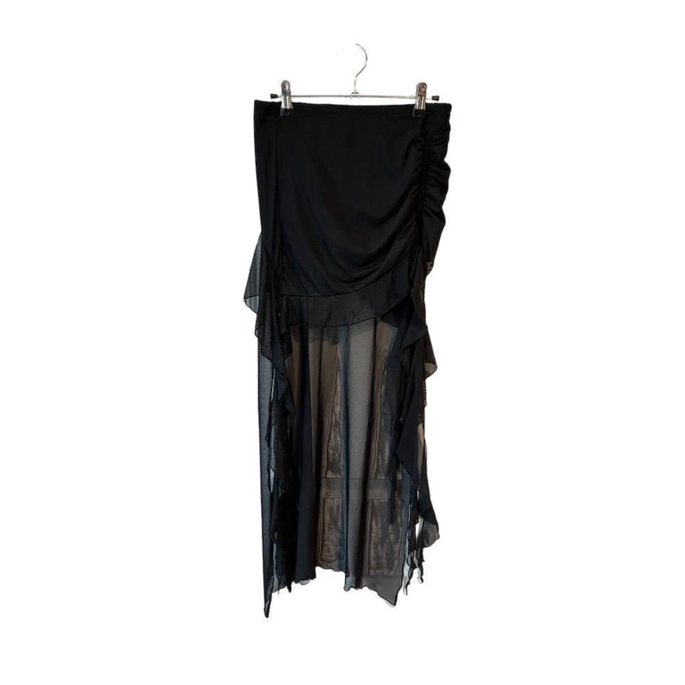 SHEIN ICON Swim Skirt Women's Size Small Black Sheer Mesh Ruffled